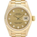 【ラッピング可】 ロレックス ROLEX デイトジャスト 10Pダイヤ 69178G 腕時計 YG ダイヤモンド 自動巻き シャンパンゴールド レディース 【中古】