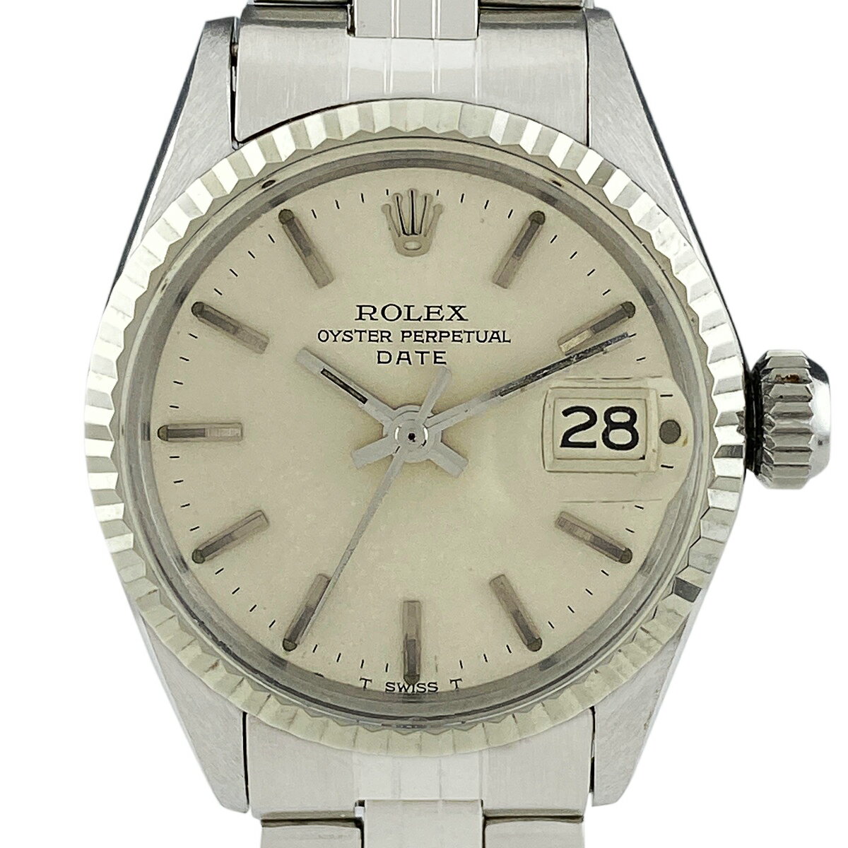 【ラッピング可】 ロレックス ROLEX オイスターパーペチュアル デイト 6517 腕時計 SS 自動巻き シルバー レディース 【中古】