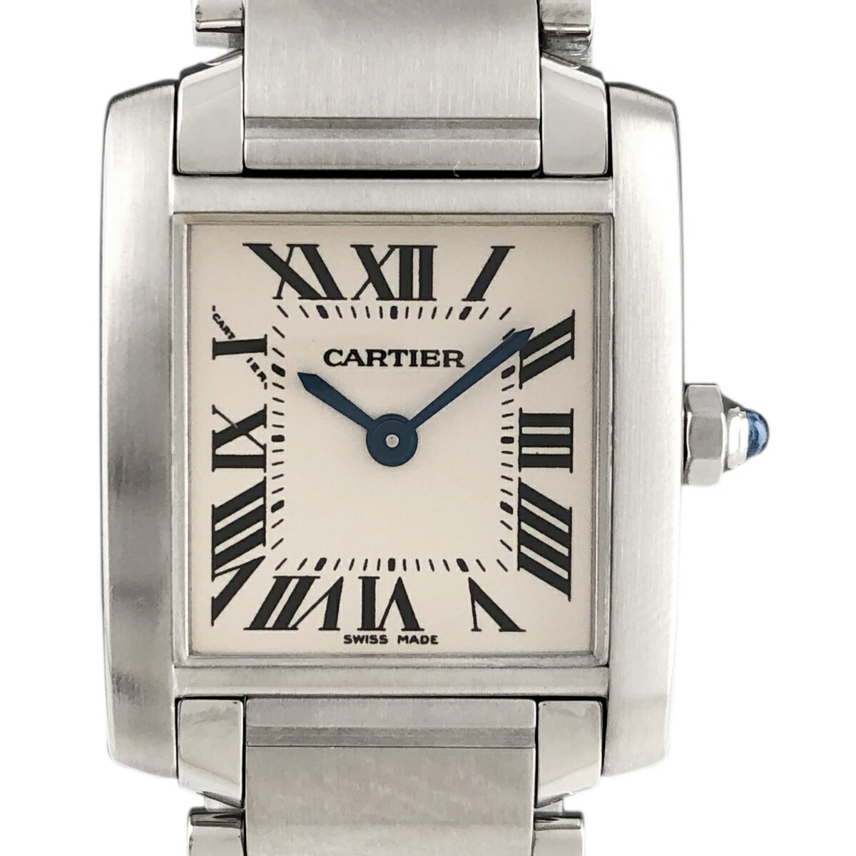 【ラッピング可】 カルティエ CARTIER タンクフランセーズ SM W51008Q3 腕時計 SS クォーツ アイボリー レディース 【中古】