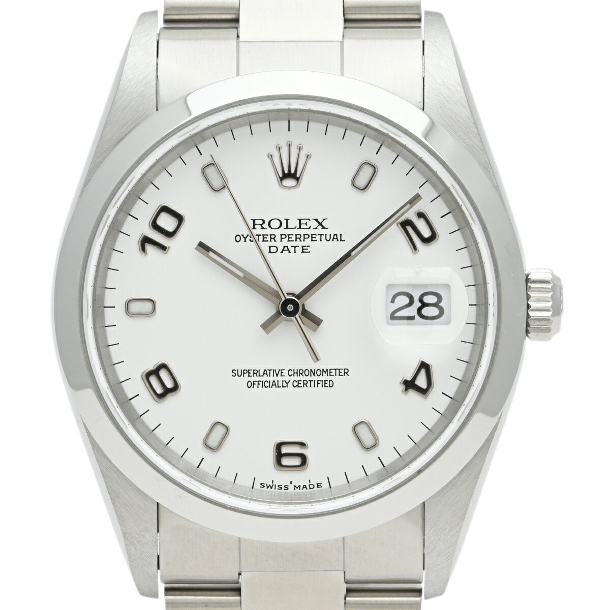 【ラッピング可】 ロレックス ROLEX オイスターパーペチュアル デイト クロノメーター 15200 腕時計 SS 自動巻き ホワイト メンズ 【中古】