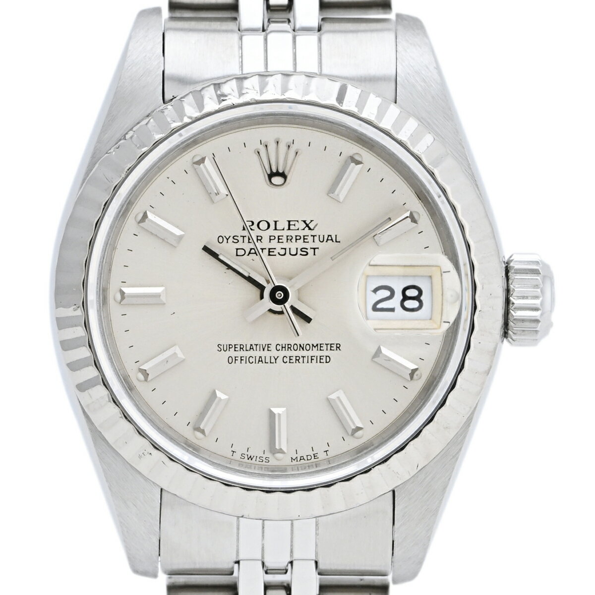 【ラッピング可】 ロレックス ROLEX デイトジャスト 69174 腕時計 SS WG 自動巻き シルバー レディース 【中古】