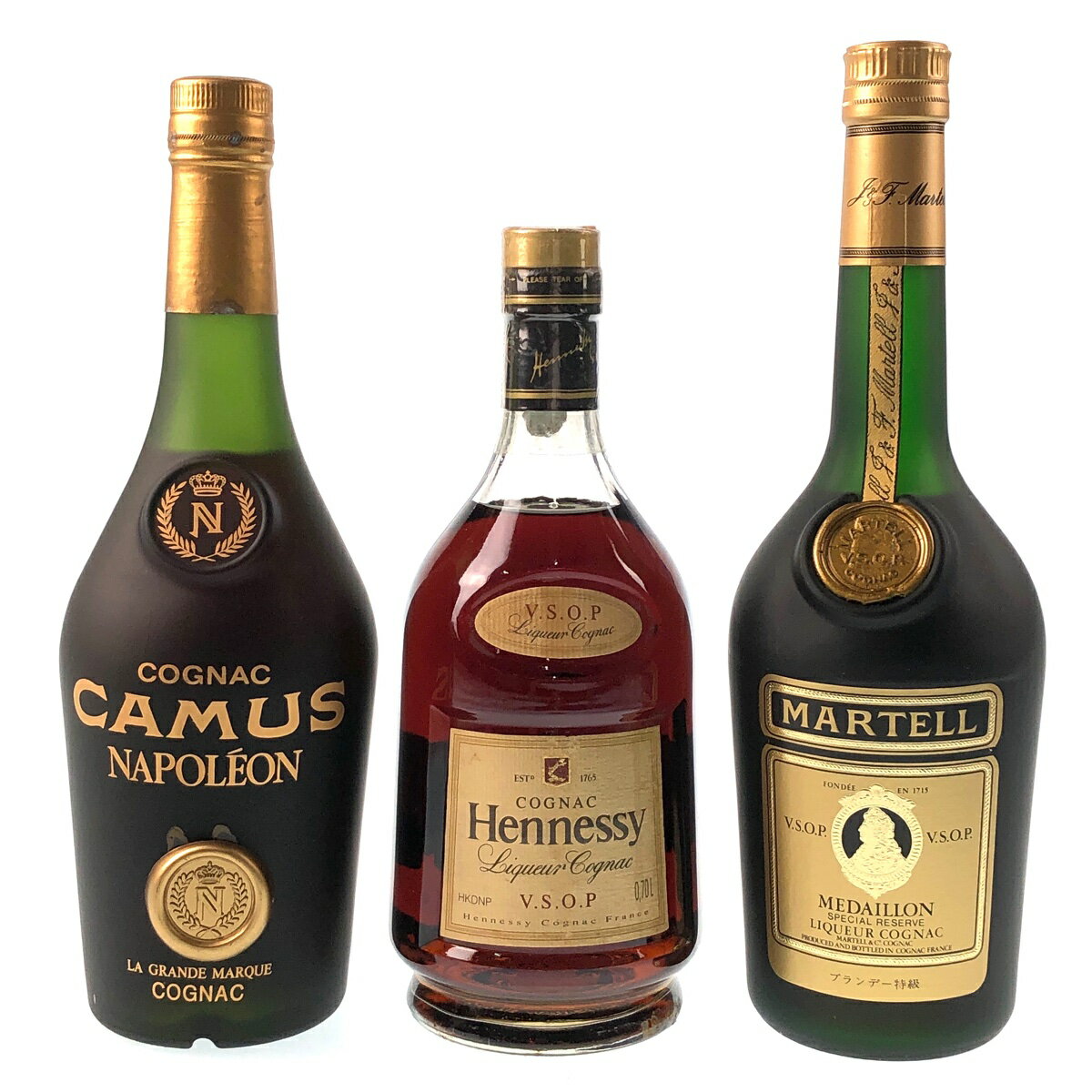 3本 CAMUS Hennessy MARTELL コニャック ブランデー セット 【中古】