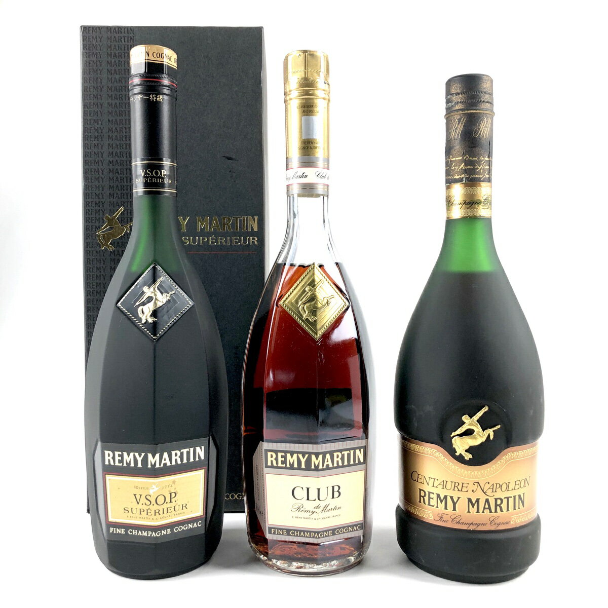 3本 レミーマルタン REMY MARTIN VSOP スペリオール クラブドレミーマルタン クリアボトル セントーナポレオン コニャック 700ml ブランデー セット 【中古】