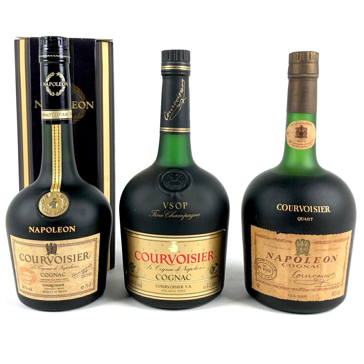 3本 クルボアジェ Courvoisier ナポレオン 旧 現行 VSOP コニャック ブランデー セット 【中古】