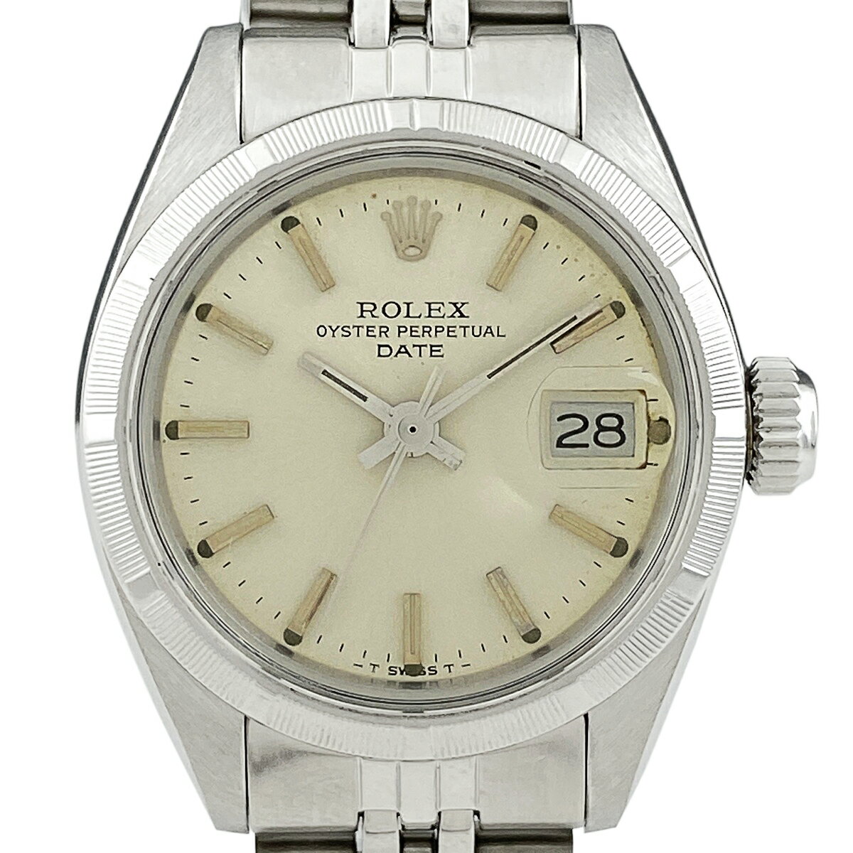 【ラッピング可】 ロレックス ROLEX オイスターパーペチュアル デイト 6919 腕時計 SS 自動巻き シルバー レディース 【中古】