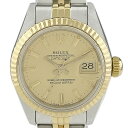 14％OFF 【ラッピング可】 ロレックス ROLEX デイトジャスト 69173 腕時計 SS YG 自動巻き シャンパンゴールド レディース 【中古】 msp29