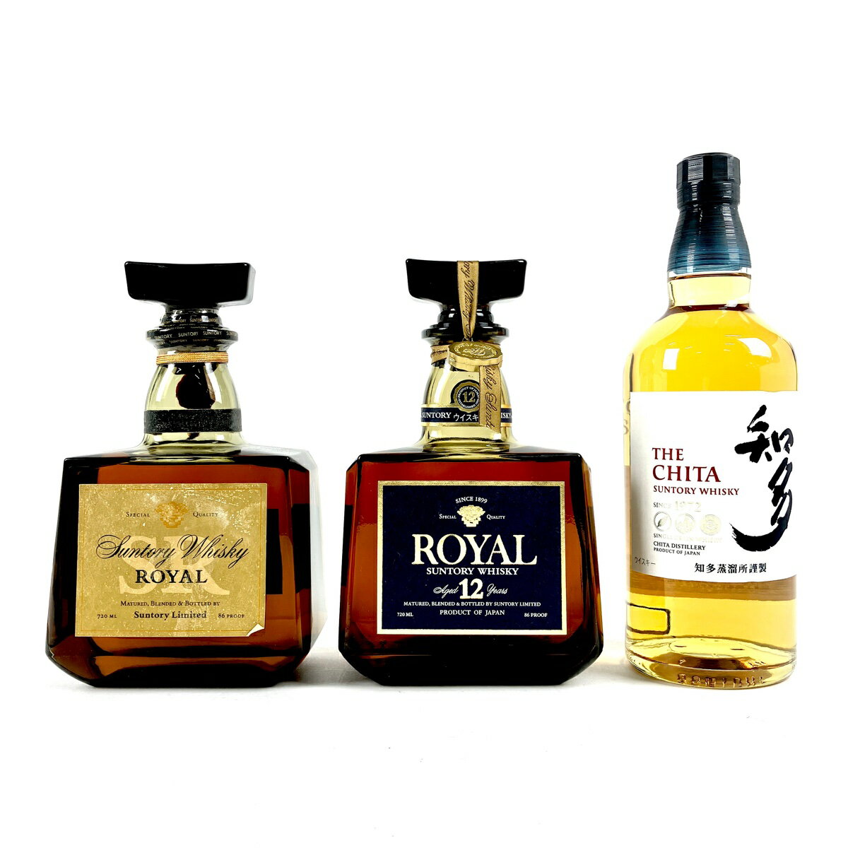 【東京都内限定発送】 3本 サントリー SUNTORY ローヤル SR 12年 知多 国産 ウイスキー セット 【中古】