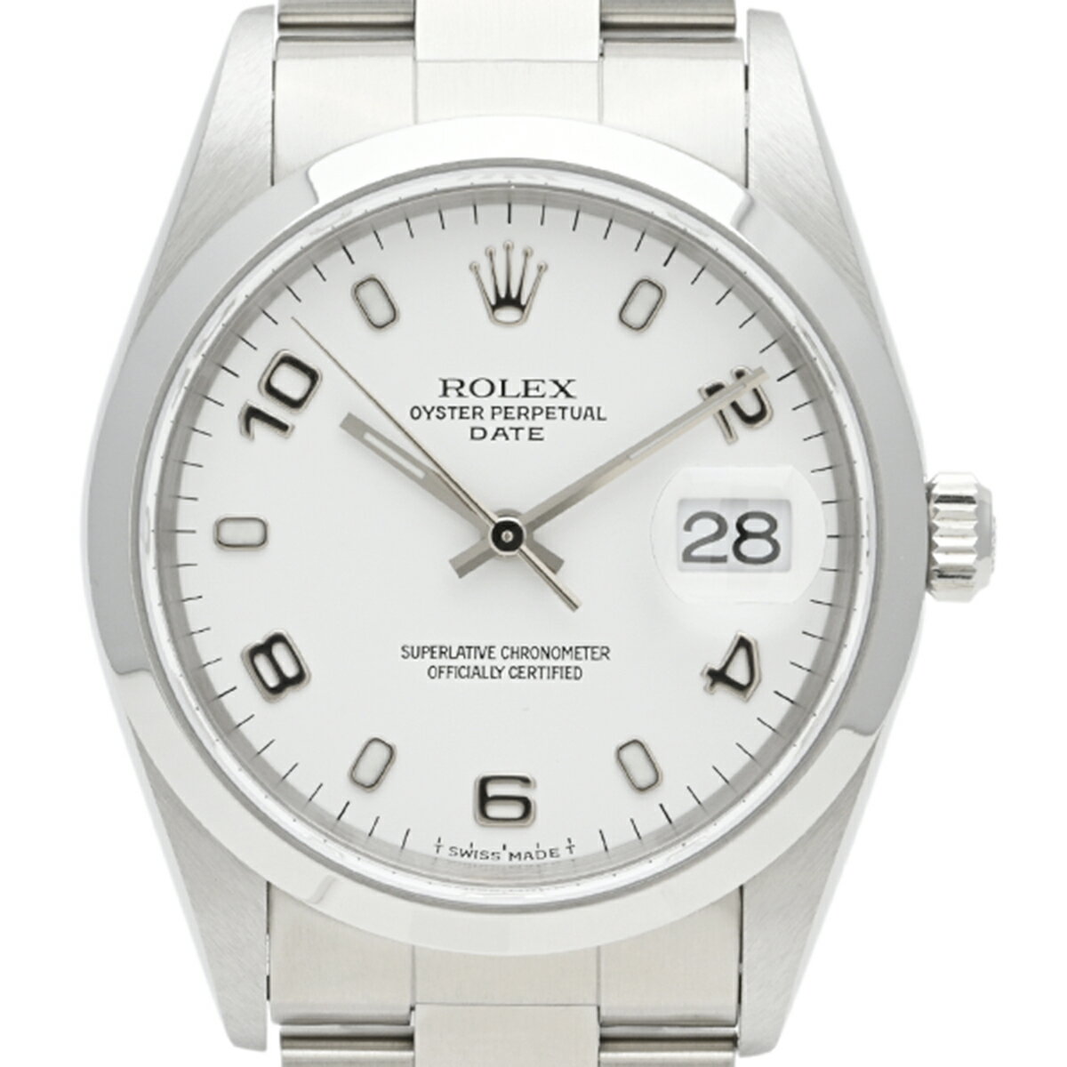 【ラッピング可】 ロレックス ROLEX オイスターパーペチュアル デイト クロノメーター 15200 腕時計 SS 自動巻き ホワイト メンズ 【中古】