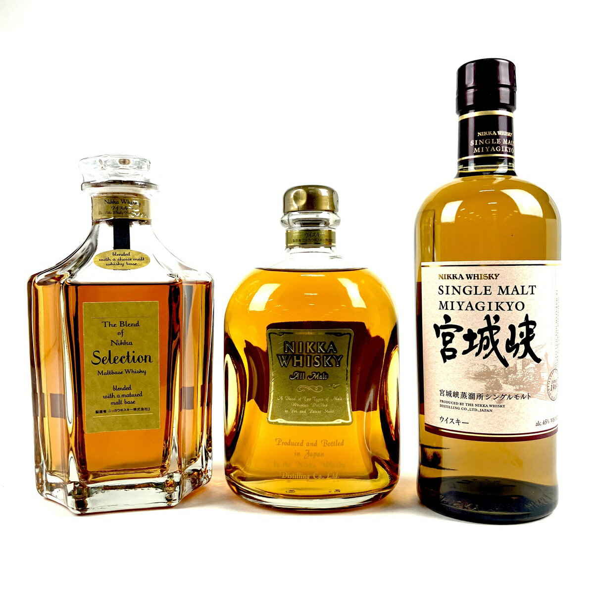 【東京都内限定発送】 3本 ニッカ NIKKA ブレンドオブニッカ セレクション オールモルト 宮城峡 シングルモルト 国産 ウイスキー セット 【中古】