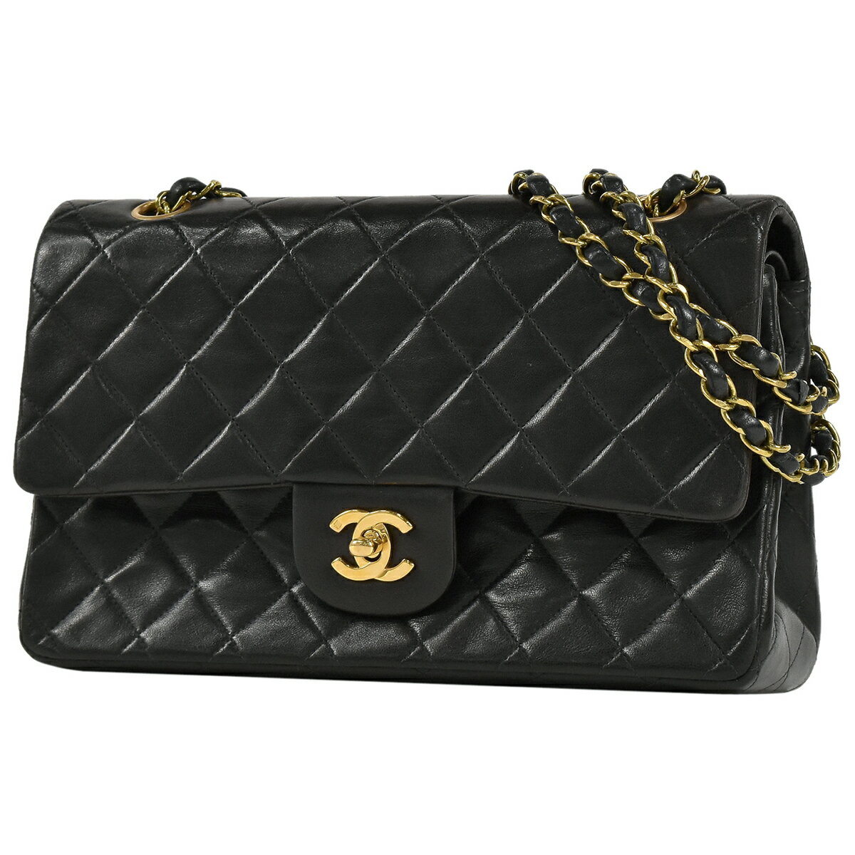 シャネル CHANEL マトラッセ Wフラップ チェーン ショルダーバッグ ココマーク CC ハンドバッグ レザー ブラック A01112 レディース 【中古】のサムネイル