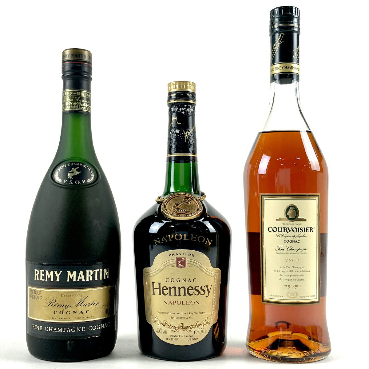 3本 REMY MARTIN Hennessy COURVOISIER コニャック ブランデー セット 【中古】