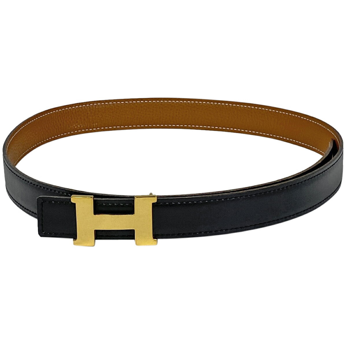 【ラッピング可】エルメス HERMES コンスタンス リバーシブル Hベルト □G ベルト レザー ブラック ブラウン レディース 【中古】