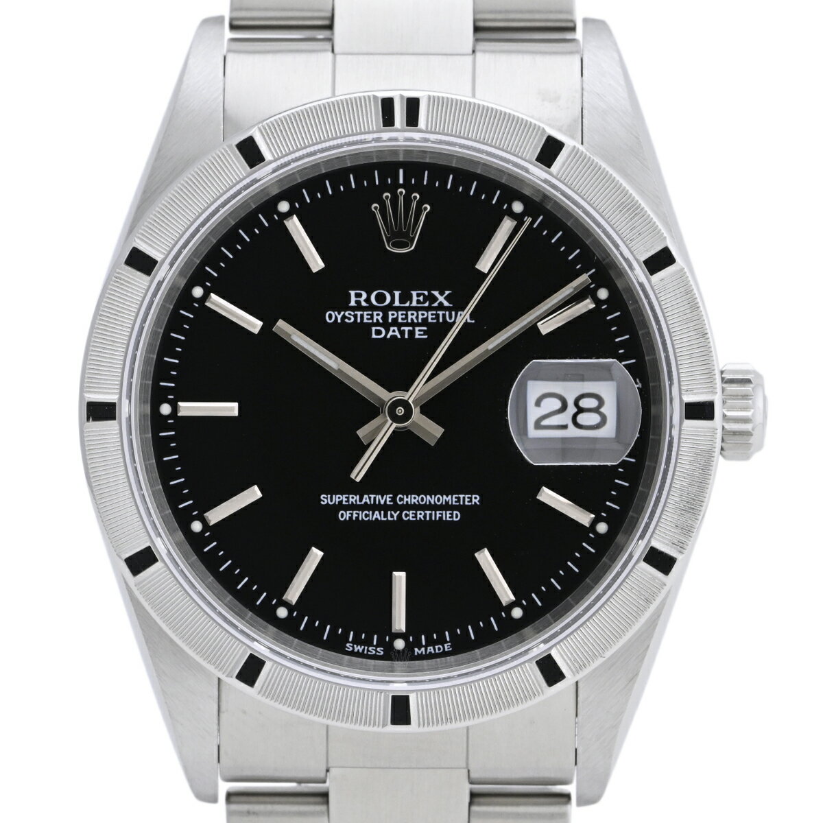 【ラッピング可】 ロレックス ROLEX オイスターパーペチュアル デイト 15210 腕時計 SS 自動巻き ブラック メンズ 【中古】