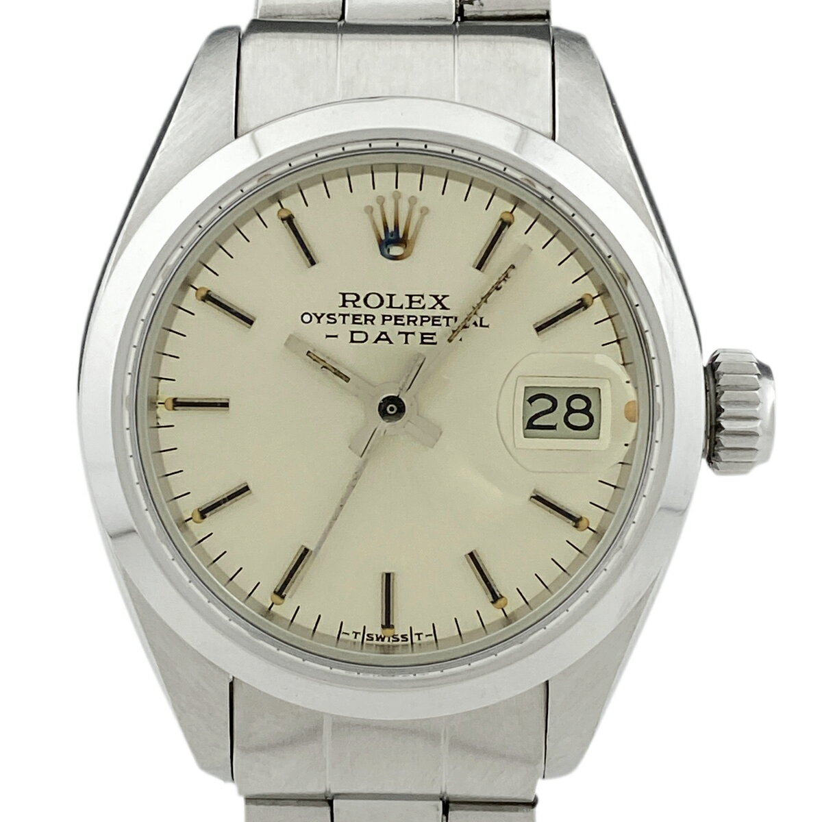 【ラッピング可】 ロレックス ROLEX オイスターパーペチュアル デイト 6916 腕時計 SS 自動巻き シルバー レディース 【中古】