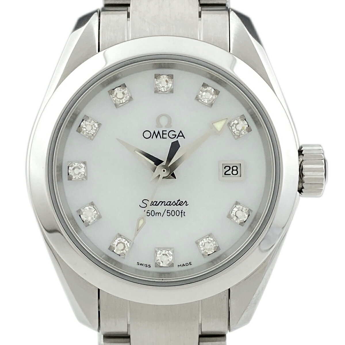 【ラッピング可】 オメガ OMEGA シーマスター アクアテラ 11Pダイヤ 2577.75 腕時計 ...