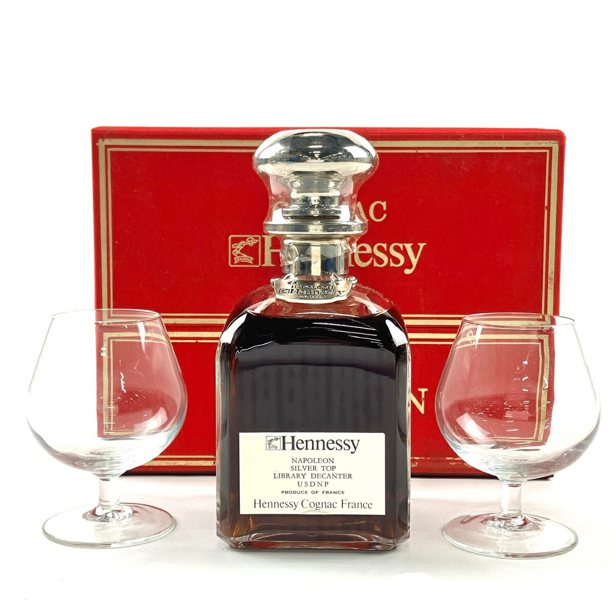 ヘネシー Hennessy ライブラリー デキャンタ シルバートップ ブランデー コニャック 【中古】