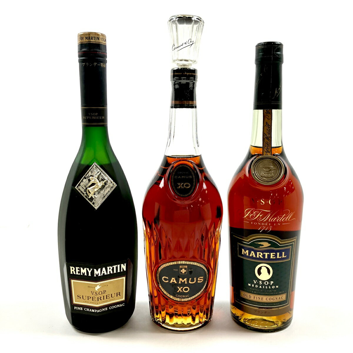 3本 REMY MARTIN CAMUS MARTELL コニャック ブランデー セット 【中古】