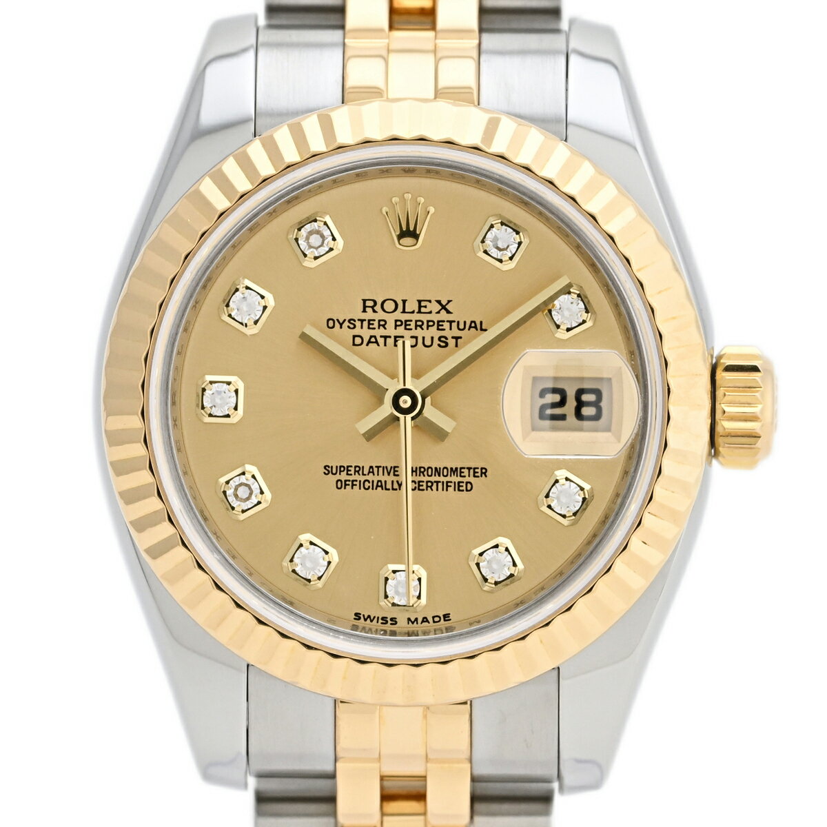 【ラッピング可】 ロレックス ROLEX デイトジャスト 10Pダイヤ 179173G 腕時計 SS ...