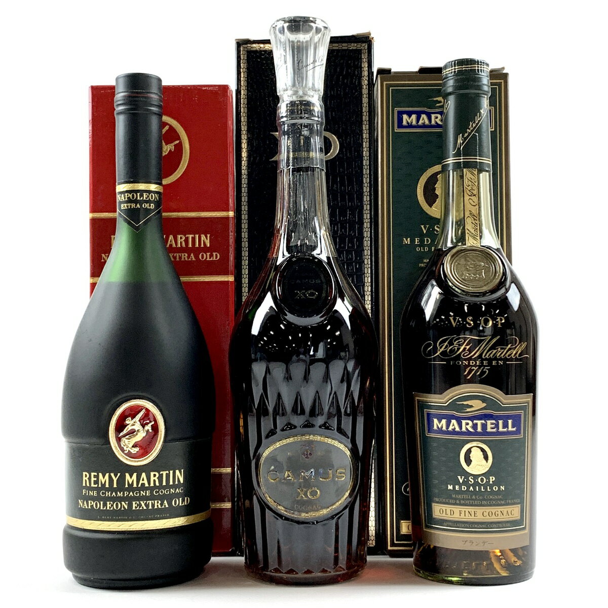 3本 REMY MARTIN CAMUS MARTELL コニャック 700ml ブランデー セット 【中古】