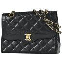 【在庫一掃】 シャネル CHANEL パリ限定 マトラッセ Wフラップ チェーン ショルダーバッグ ココマーク レザー ブラック レディース 【中古】