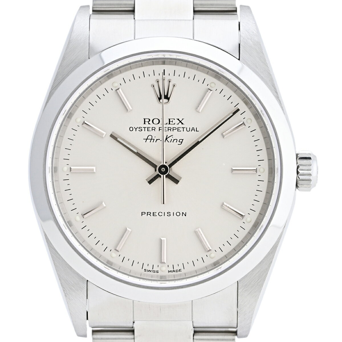 【ラッピング可】 ロレックス ROLEX エアキング 14000M 腕時計 SS 自動巻き シルバー ボーイズ 【中古】