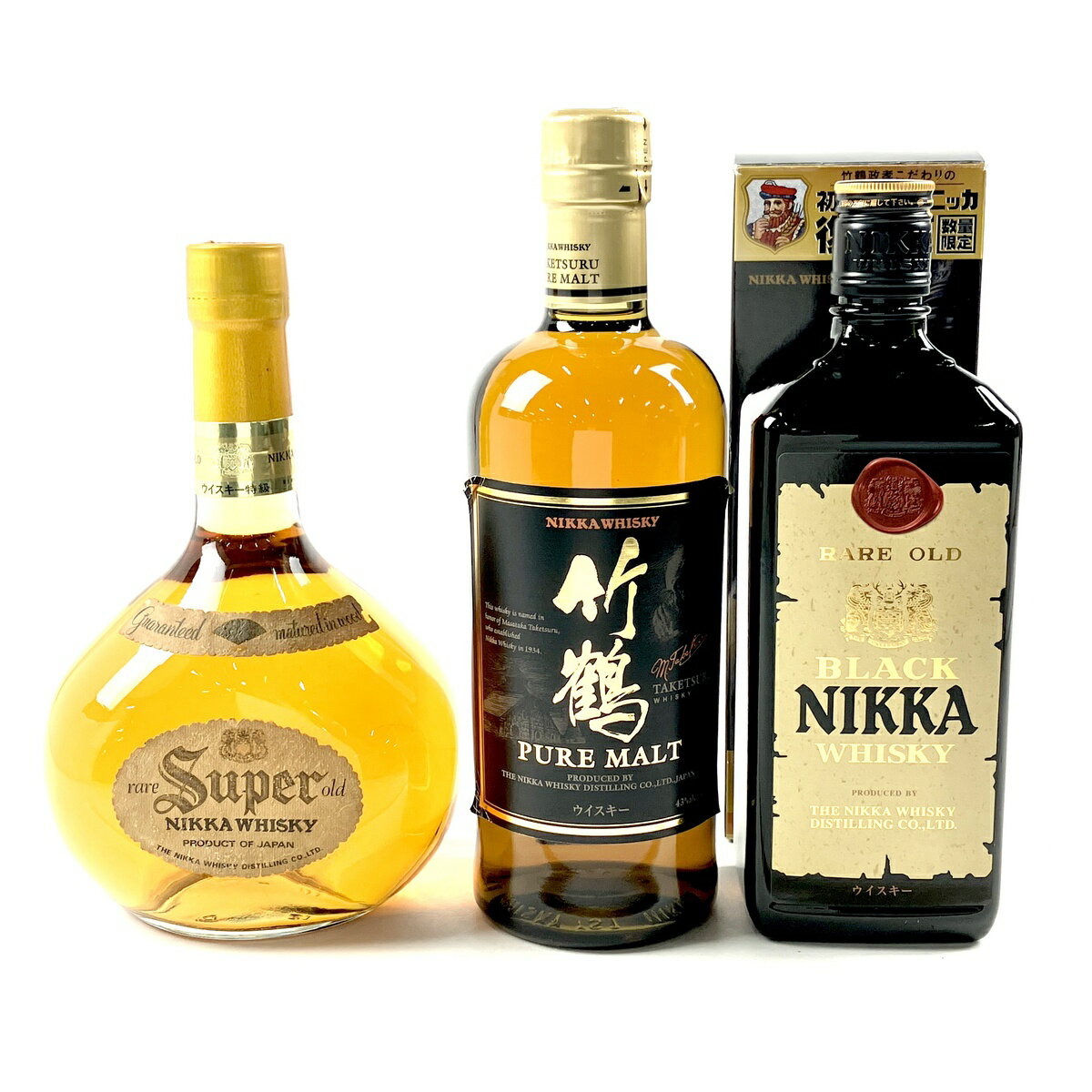 【東京都内限定発送】 3本 ニッカ NIKKA スーパー レアオールド 竹鶴 ピュアモルト 初号ブラックニッカ 復刻版 ウイスキー セット 【中古】