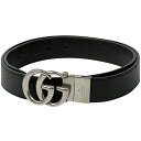 【ラッピング可】【在庫一掃】 グッチ GUCCI GGマーモント ベルト ダブルG ベルト レザー ブラック メンズ 【中古】