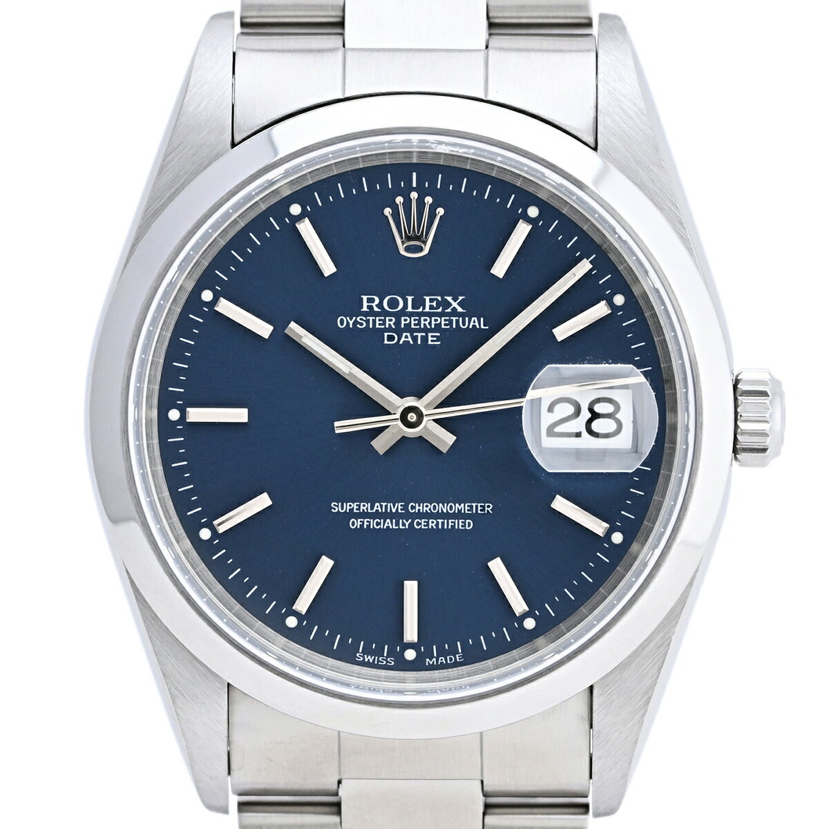 【ラッピング可】 ロレックス ROLEX オイスターパーペチュアル デイト 15200 腕時計 SS 自動巻き ブルー ボーイズ 【中古】