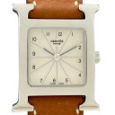 46％OFF 【ラッピング可】 エルメス HERMES Hウォッチ HH1.210 腕時計 SS レザー クォーツ シルバー レディース 【中古】 msp39