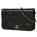 シャネル CHANEL マトラッセ シングルフラップ チェーン ショルダーバッグ ココマーク プッシュロック ショルダーバッグ レザー ブラック レディース 【中古】