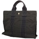 37％OFF エルメス HERMES エールライン PM Hロゴ ハンドバッグ ハンドバッグ ナイロンキャンバス グレー ブラック レディース 【中古】 msp39