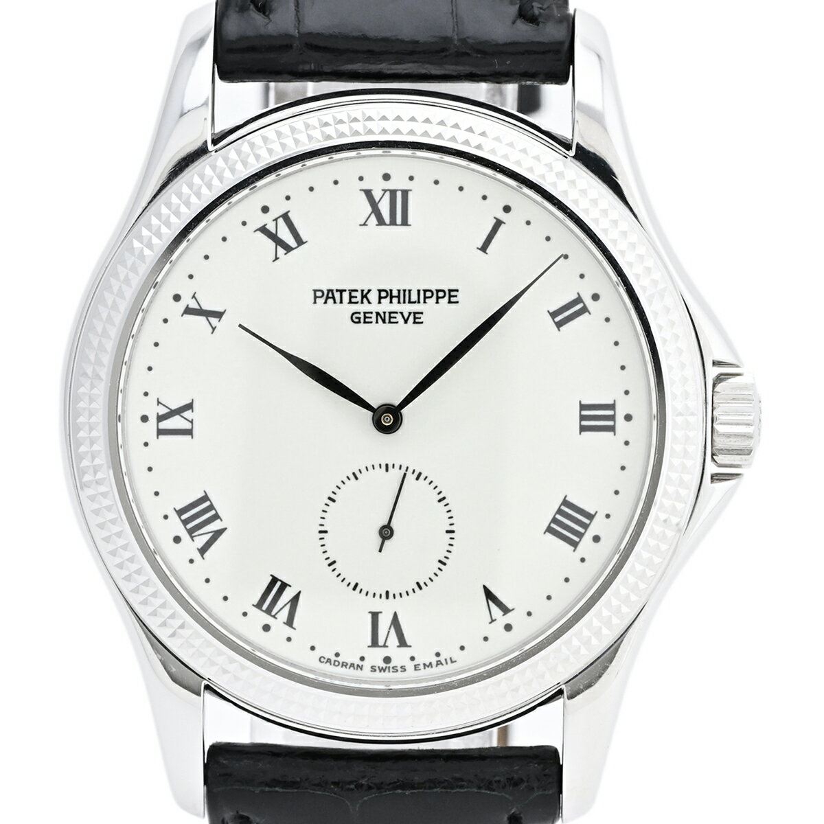 【ラッピング可】 パテックフィリップ PATEK PHILIPPE カラトラバ 5115G-001 腕時計 WG レザー 手巻き ホワイト ユニセックス 【中古】