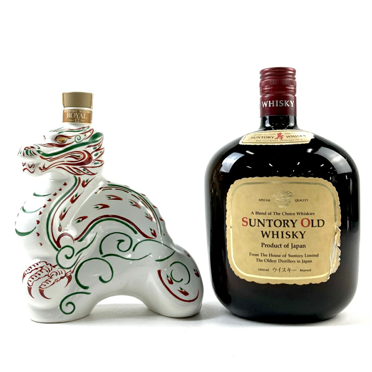 【東京都内限定発送】 2本 サントリー SUNTORY ローヤル 12年 干支ボトル 辰 2000年 オールド ウイスキー セット 【中古】