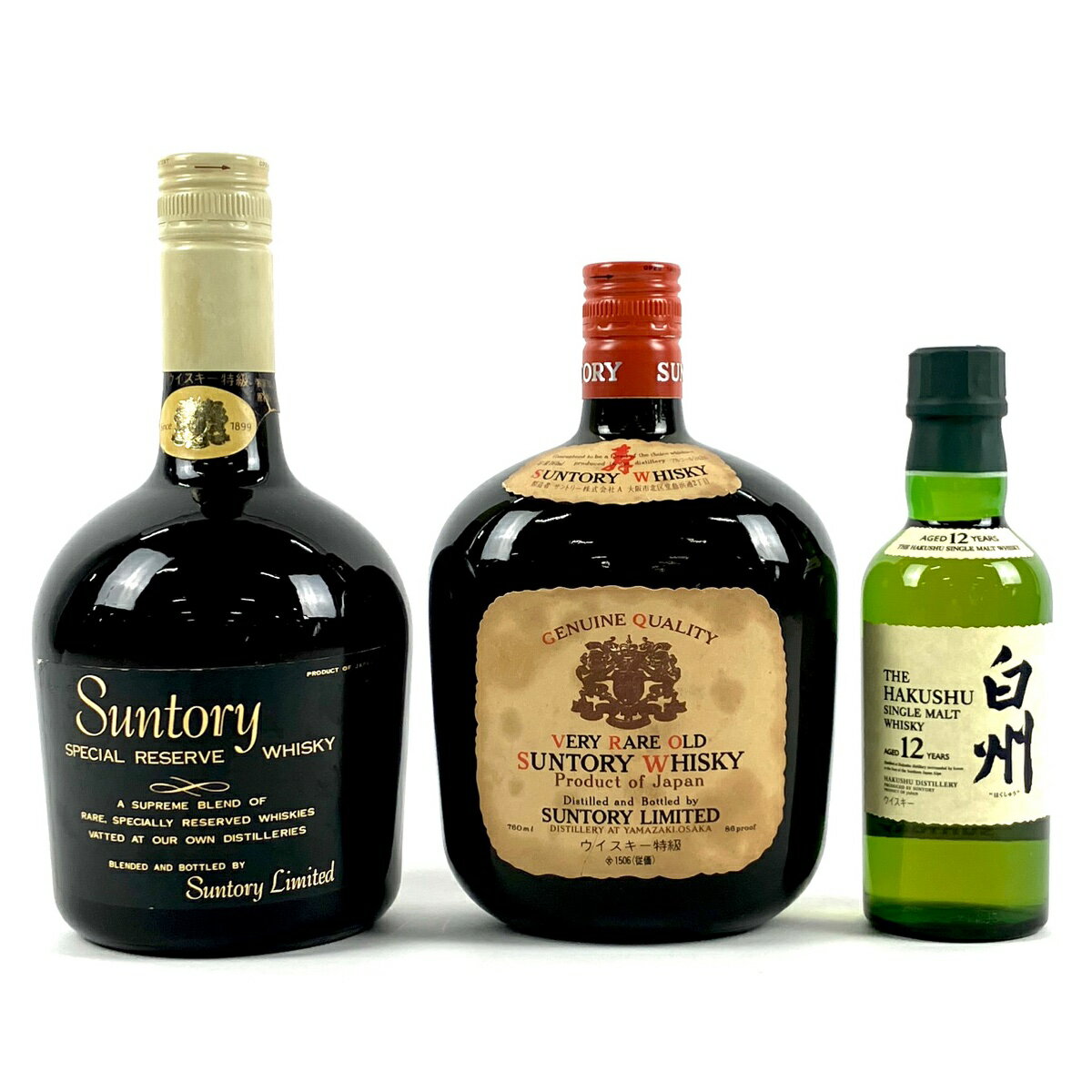 【東京都内限定発送】 3本 サントリー SUNTORY スペシャルリザーブ ベリーレアオールド 白州 12年 シングルモルト ウイスキー セット 【中古】