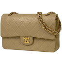 25％OFF シャネル CHANEL マトラッセ Wフラップ チェーン ショルダーバッグ ココマーク レザー ベージュ A01112 レディース 【中古】 msp29