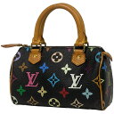 ルイ・ヴィトン Louis Vuitton ミニ スピーディ 手提げ ハンドバッグ モノグラムマルチカラー ノワール(ブラック) M92644 レディース 【中古】