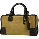 26％OFF ロエベ LOEWE アマソナ 28 アナグラム ロゴ ハンドバッグ スエード ベージュ ブラウン レディース 【中古】 msp29