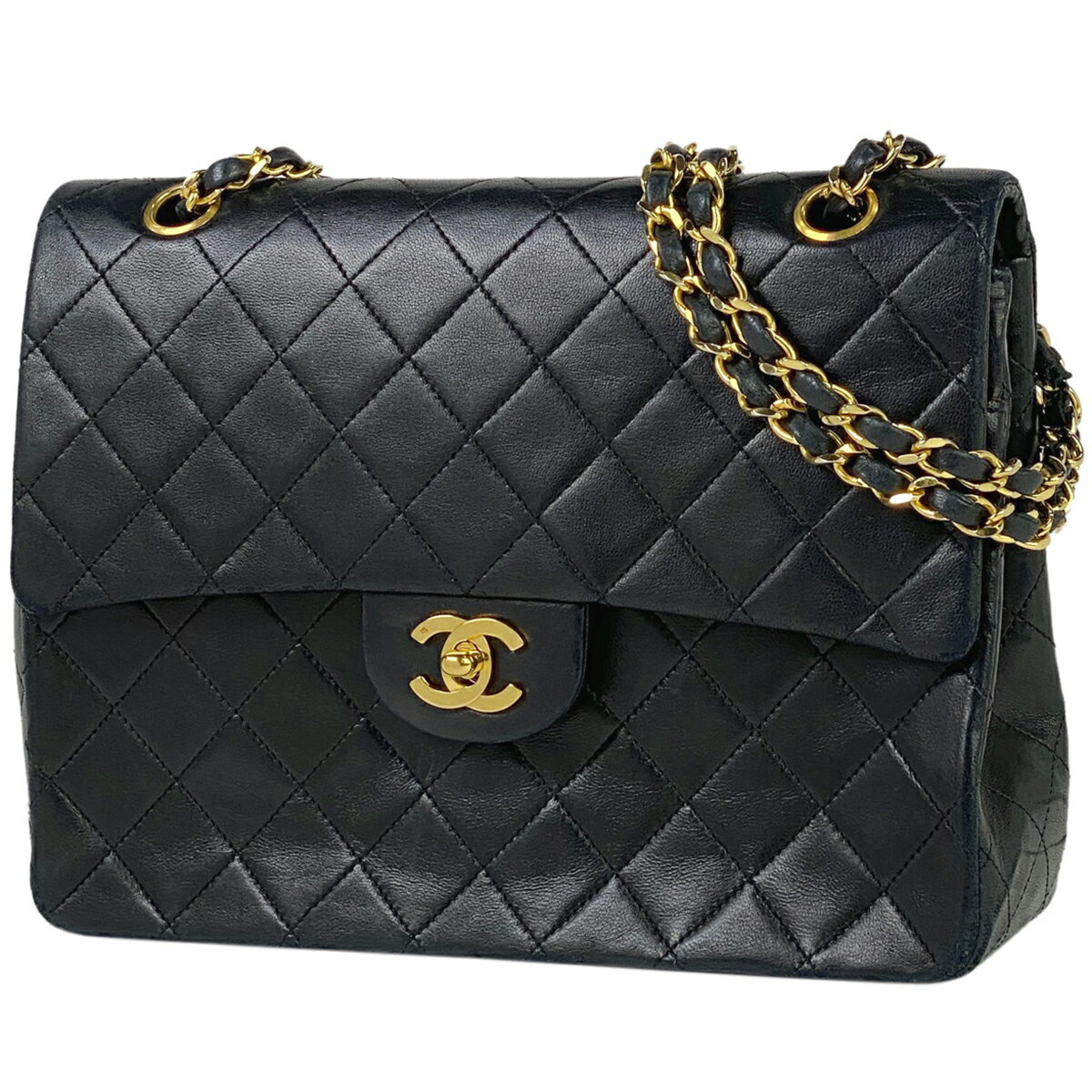 1％OFF 【ジャンク品】シャネル CHANEL マトラッセ Wフラップ チェーン ショルダーバッグ ココマーク ショルダーバッグ レザー ブラック レディース 【中古】 msp29