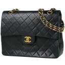 【ジャンク品】シャネル CHANEL マトラッセ Wフラップ チェーン ショルダーバッグ ココマーク ショルダーバッグ レザー ブラック レディース 【中古】