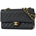 シャネル CHANEL マトラッセ Wフラップ チェーン ショルダーバッグ ココマーク ショルダーバッグ キャビアスキン ブラック A01112 レディース 【中古】