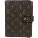 【ラッピング可】ルイ ヴィトン Louis Vuitton アジェンダ MM 手帳カバー システム手帳 ビジネス 手帳 ブックカバー モノグラム ブラウン R20105 レディース 【中古】