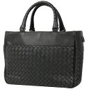 16％OFF ボッテガヴェネタ BOTTEGAVENETA イントレチャート ハンドバッグ 編み込み メッシュ 手提げ ハンドバッグ レザー ブラック レディース 【中古】 msp29