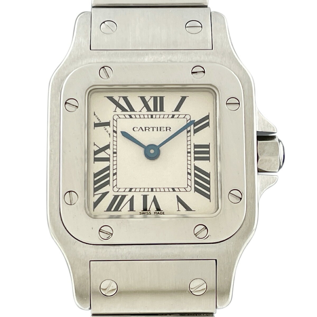 8％OFF 【ラッピング可】 カルティエ CARTIER サントスガルべ SM ローマン W20056D6 腕時計 SS クォーツ アイボリー レディース 【中古】 msp29