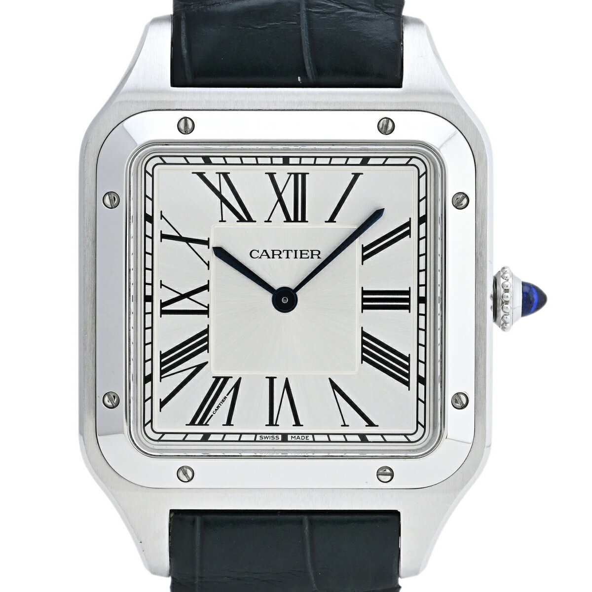 【ラッピング可】 カルティエ CARTIER サントス デュモン XL ローマン WSSA0032 腕時計 SS レザー 手巻き シルバー メンズ 【中古】