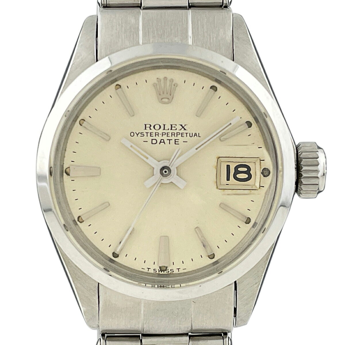 【ラッピング可】 ロレックス ROLEX オイスターパーペチュアル デイト 6516 腕時計 SS 自動巻き シルバー レディース 【中古】