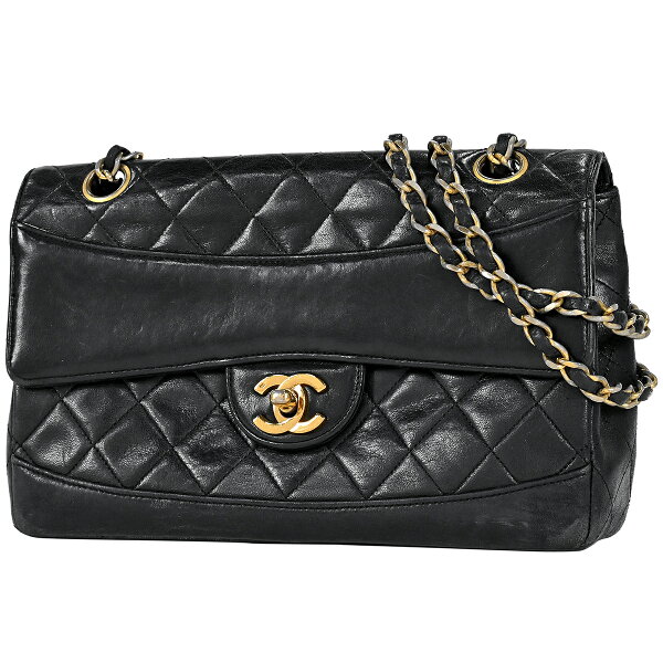 シャネル CHANEL ココマーク チェーン ショルダーバッグ マトラッセ Wチェーン ショルダーバッグ レザー ブラック レディース 【中古】