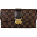 12％OFF 【ラッピング可】ルイ・ヴィトン Louis Vuitton ポルトフォイユ システィナ 札入れ 小銭入れ 二つ折り 長財布 ダミエ ブラウン N61747 レディース 【中古】 msp29