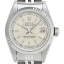 【ラッピング可】 ロレックス ROLEX デイトジャスト 69174 腕時計 SS WG 自動巻き シルバー レディース 【中古】