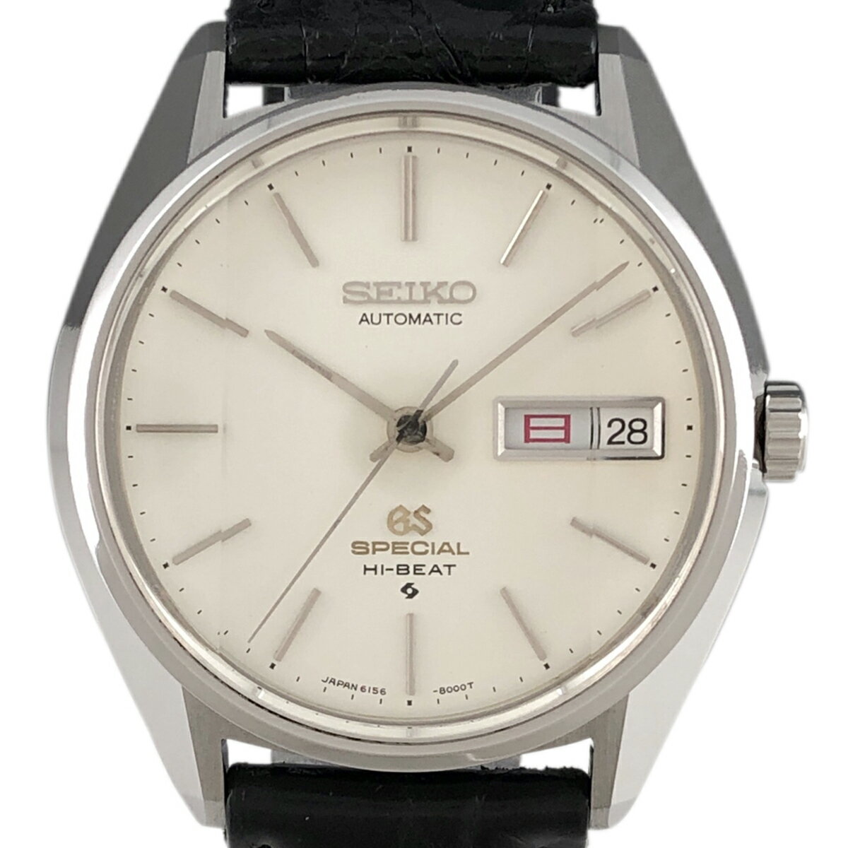 50％OFF 【ラッピング可】 セイコー SEIKO グランドセイコー スペシャル ハイビート デイデイト 6156-8010 腕時計 SS レザー 自動巻き シルバー メンズ 【中古】 msp59