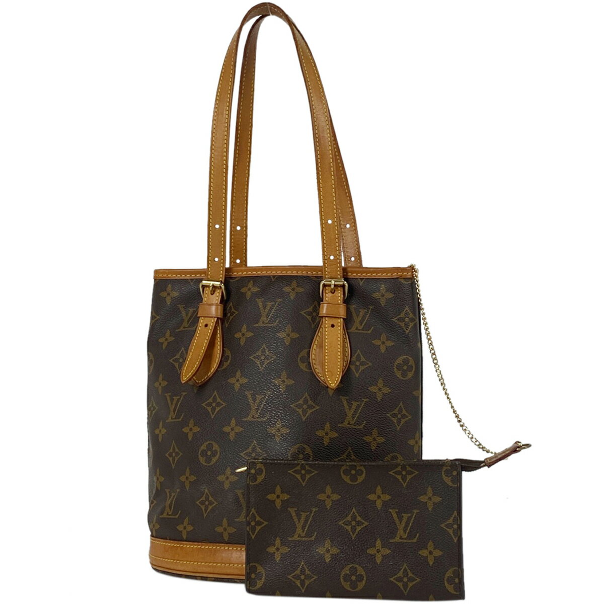 ルイ・ヴィトン Louis Vuitton プチ バケット PM ショルダーバッグ バケツ型 トートバッグ モノグラム ブラウン M42238 レディース 【中古】